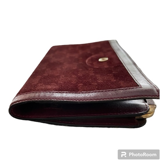 Celine Vintage Triomphe Kisslock Wallet Suede with Leather accents. EUC - Picture 4 of 12